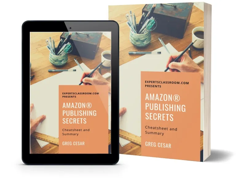 An iPad and a real book with text that says Amazon Publishing Secrets and Greg Cesar